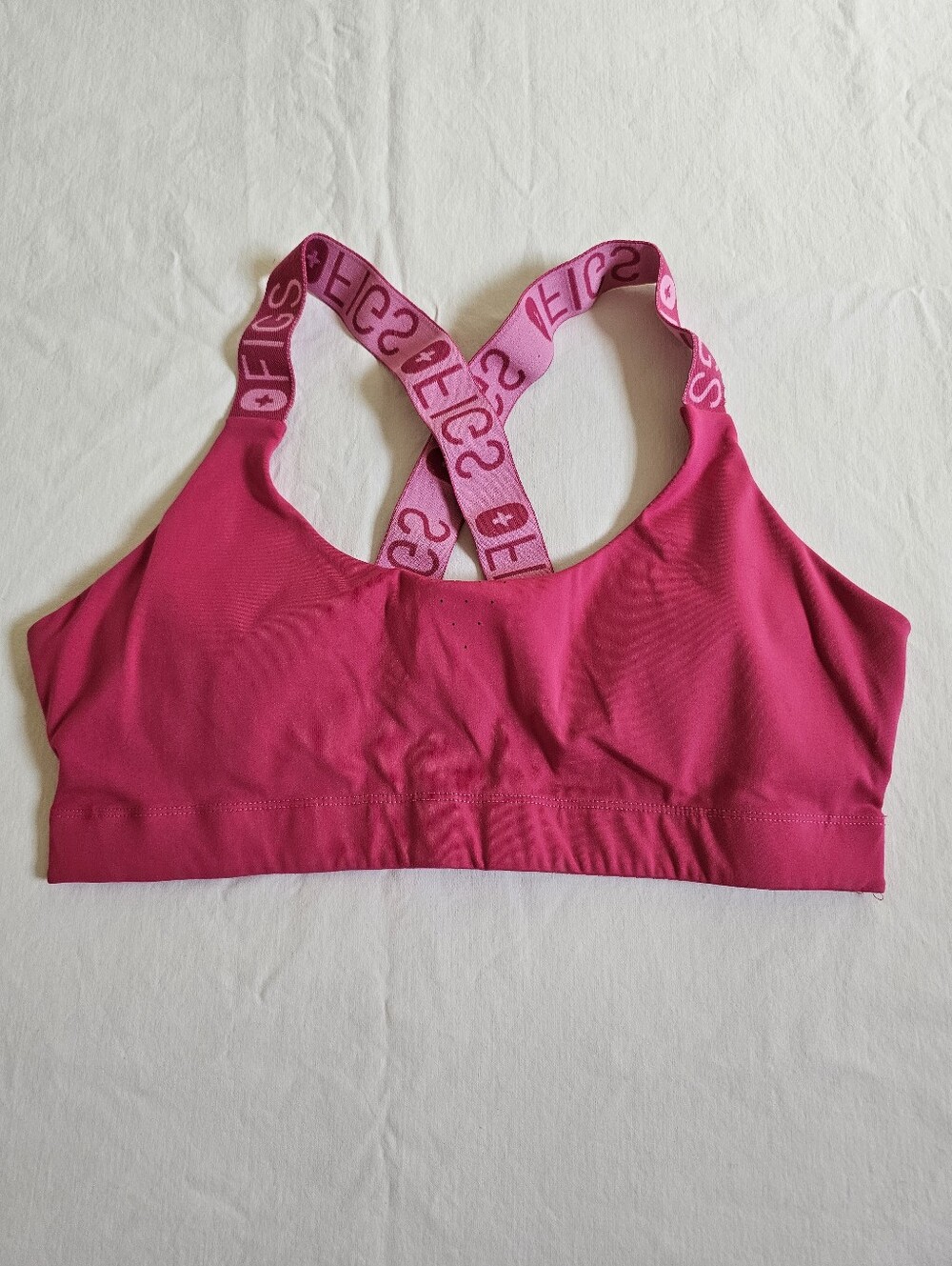 Figs Pink Barbiecore Crossback Logo Underscrub Gym Padded Sports Bra Size L